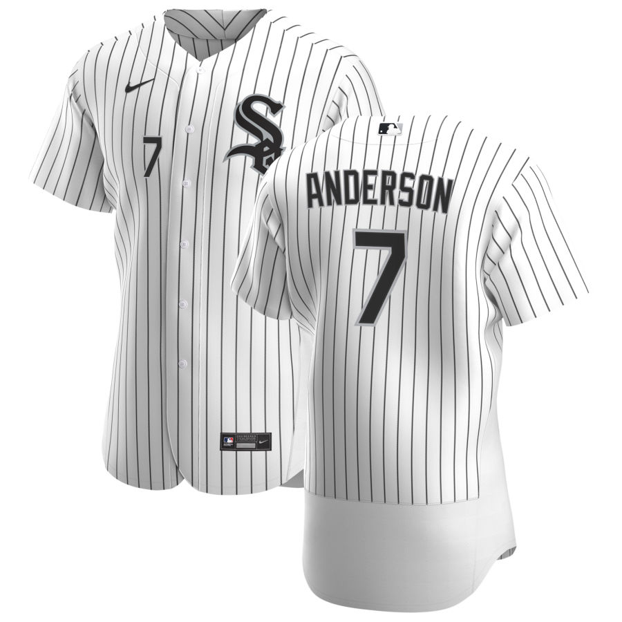 Chicago White Sox #7 Tim Anderson Men Nike White Home 2020 Authentic Player MLB Jersey